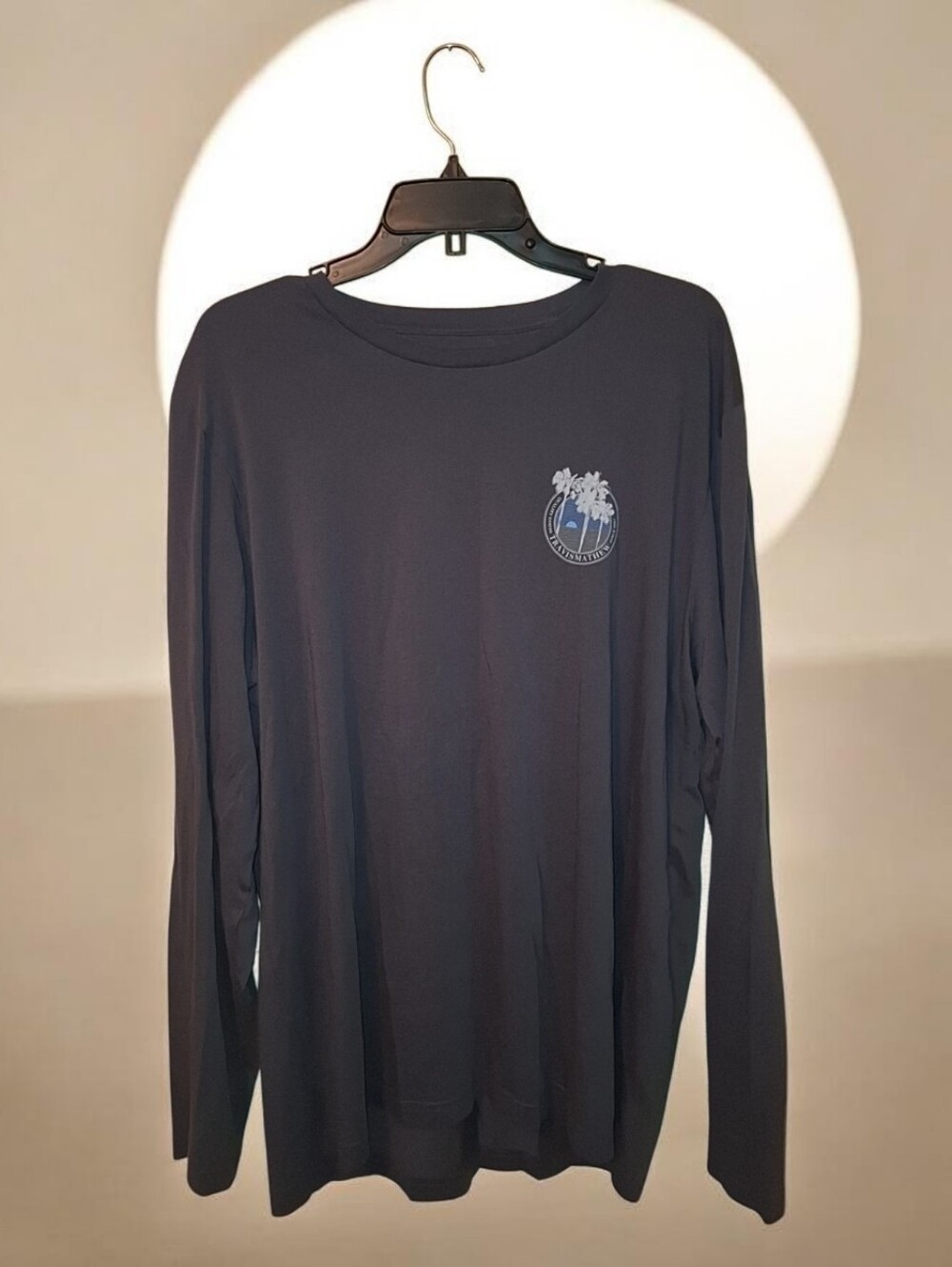 Travis Mathew Men's Long Sleeve Tee - Black with Blue Logo
